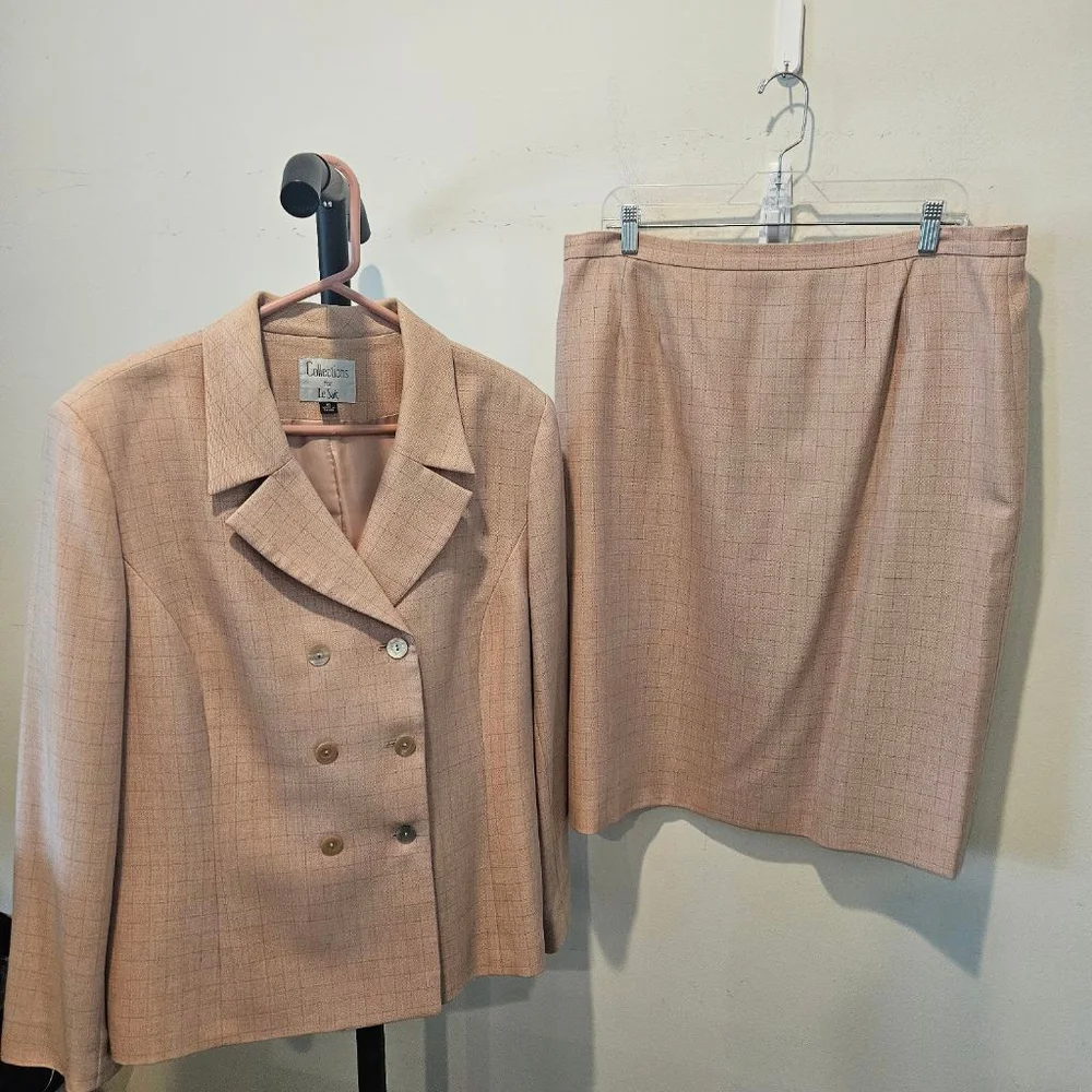 Women's Collections for Le Suit Pink Plaid Skirt Suit, Size 16 - Picture 5 of 8